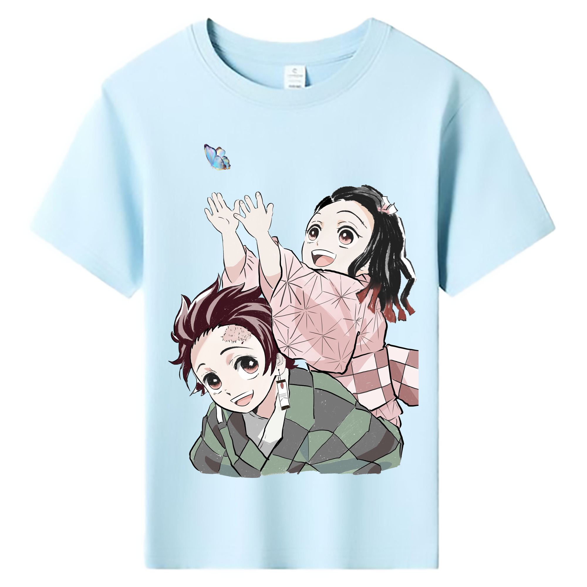 （画像用） 鬼滅の刃（きめつのやいば）竈門 禰󠄀豆子／かまど ねずこ Kamado Nezuko 綿100％キッズTシャツ（フロントプリント）